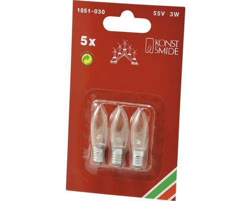 Fem julgransljus 55 volt 3 watt i blisterförpackning