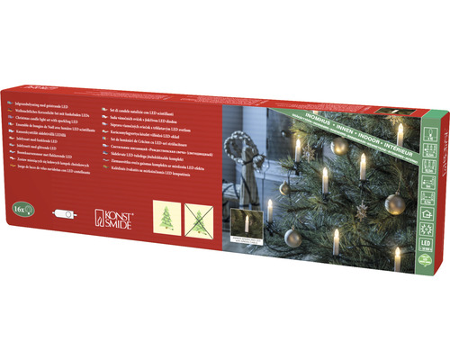 Förpackning med en LED-ljusslinga i form av ett ljus för inomhusbruk