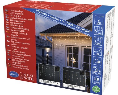 LED istappsslinga för utomhusdekoration, 200 stycken