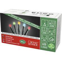 Förpackning med en mångfärgad LED ljusslinga med mörkgrön kabel för inomhusbruk