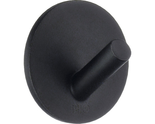 Handdukskrok BESLAGSBODEN Design självhäftande 30 mm rostfritt matt svart BB1080 Enkel rund väggkrok