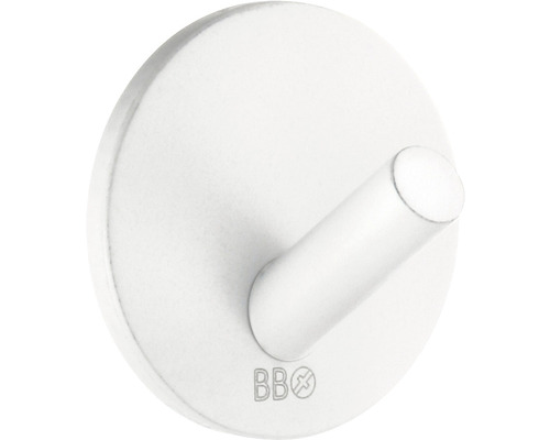 Handdukskrok BESLAGSBODEN Design mini självhäftande rostfritt vit matt BX1080 Enkel väggkrok
