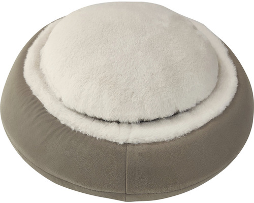 Rund djurbädd med plyschkudde