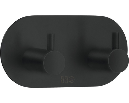 Handdukskrok BESLAGSBODEN Design självhäftande dubbelt rostfritt matt svart BB1102