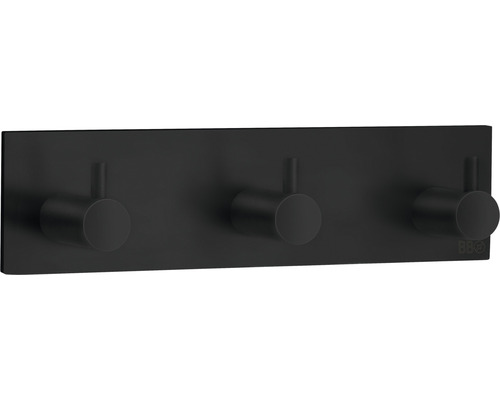 Handdukskrok BESLAGSBODEN Design självhäftande trippelkrok rostfritt matt svart BB1107