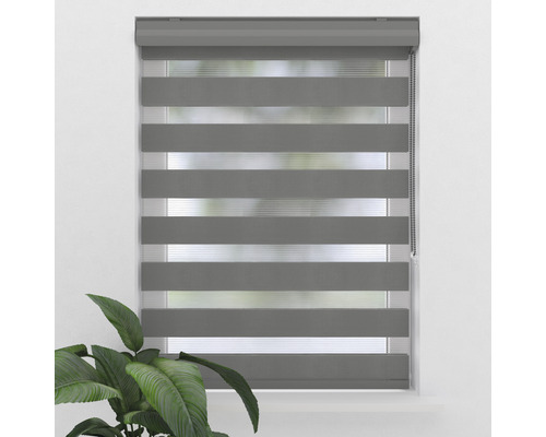 Grå rullgardin i fönstret