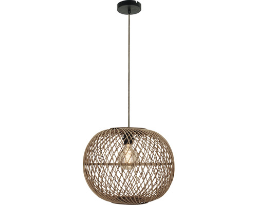 Pendellampa med flätad skärm och ljuskälla