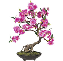 Konstgjord bonsai med rosa blommor i kruka för dekoration