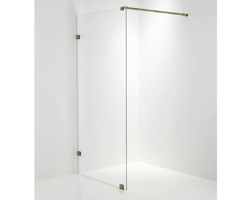 Duschkabin med glasvägg och stöd