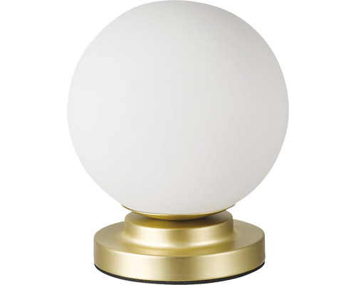 Klotformad bordslampa med guldfärgad fot