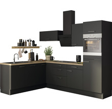 Modernt kök med köksfläkt, diskho och elektriska apparater