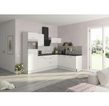 Kompakt kokvrå med inbyggd ugn, fläkt och diskho i ett ljust rum