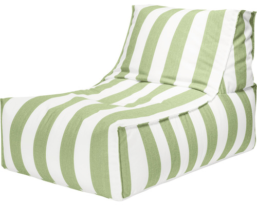 Sittsäck stol Outdoor SITTING POINT Santorini Rock ca 280L grön/vit 65x100x65cm Sittsäck med randigt mönster
