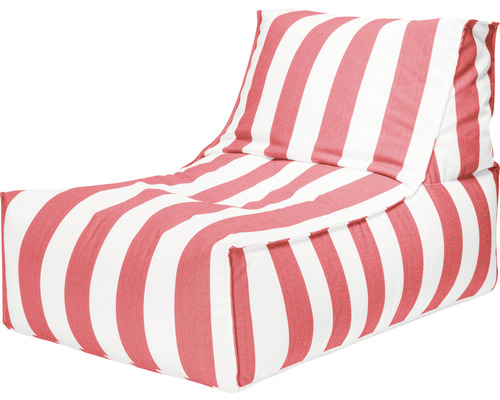 Sittsäck stol Outdoor SITTING POINT Santorini Rock ca 280L vit/röd 65x100x65cm Randig sittsäck med ryggstöd