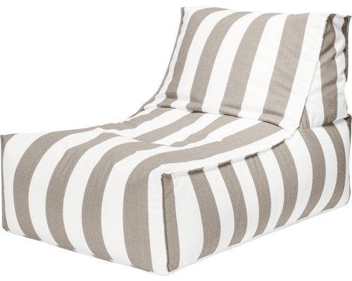 Sittsäck stol Outdoor SITTING POINT Santorini Rock ca 280L vit/taupe 65x100x65cm Randig sittpuff med ryggstöd för avslappnad sittning
