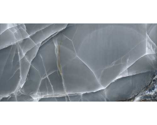 Klinker Lima antracit blå blank marmoroptik 60x120x0,93 cm Dekorativ platta med marmorlook