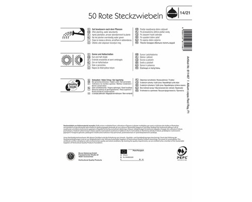 Förpackning med röd sättlök med planteringsanvisningar