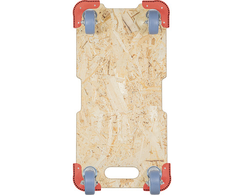 Möbelrulle av trä med fyra hjul och hörnskydd