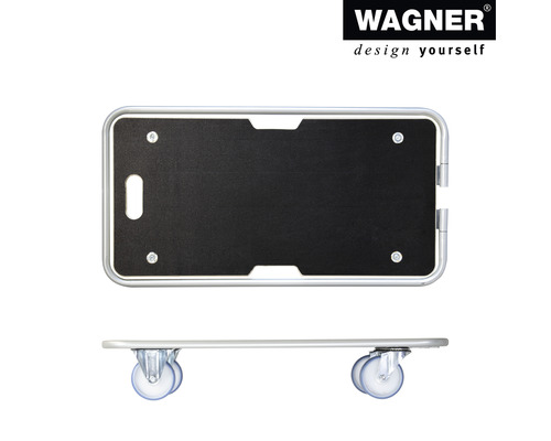 Wagner möbelrulle med hjul, ovan- och sidovy