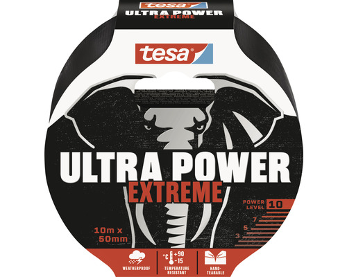 Ultra Power Extreme Reparationstejp TESA svart 10 m x 50 mm Tesa Ultra Power Extreme tejp, 10 meter gånger 50 millimeter
