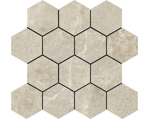 Mosaik Dolomiti Hexa Nut beige brun 29x27 cm 31D2K94639106 Sexkantiga mosaikplattor av stengods