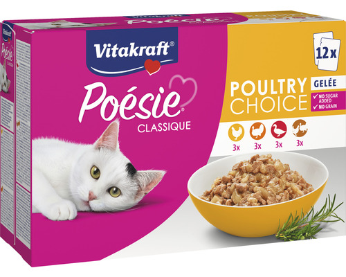 Kattmat VITAKRAFT Poésie Classique Gele 12x85g multipack Vitakraft Poésie Classique fågelval kattmat, 12-pack