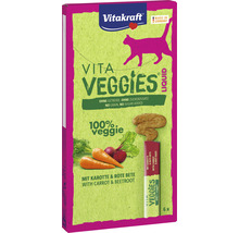 Vitakraft Vita Veggies Liquid kattsnacks med morot och rödbeta, utan spannmål och tillsatt socker, tillverkad i Tyskland.