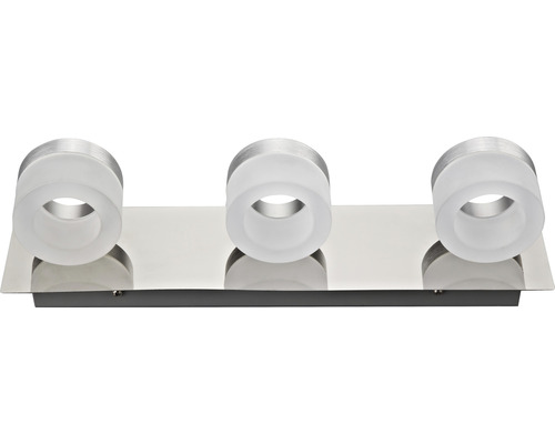 Vägglampa med tre lampor av metall och glas