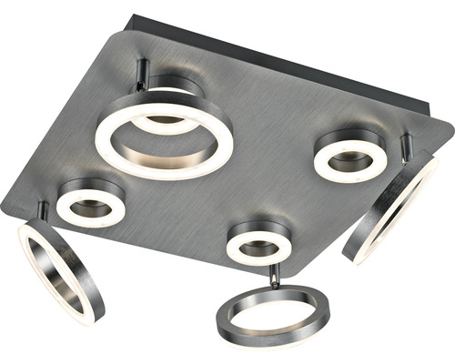 Fyrkantig taklampa med fem ringformade LED-lampor