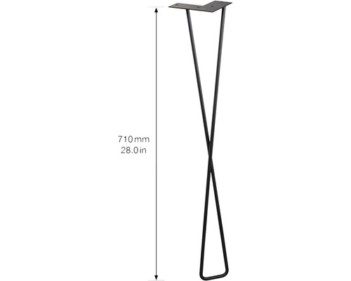 Enkelt bordsben av metall, 710 millimeter högt