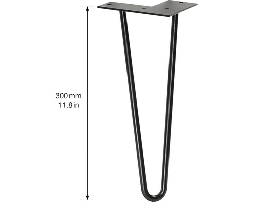 Bordsben av stål, 300 mm hög