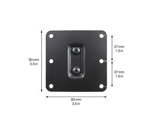 Fyrkantig monteringsplatta som mäter 90 x 90 millimeter