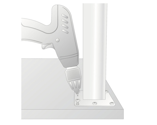 Illustration av en skruvdragare som fäster en skruv i ett föremål