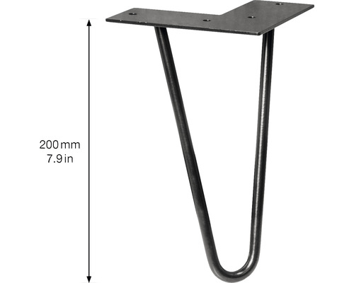 Bordsben av stål, 200 mm högt