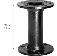 Svart rörförbindare med fläns, 100 mm hög