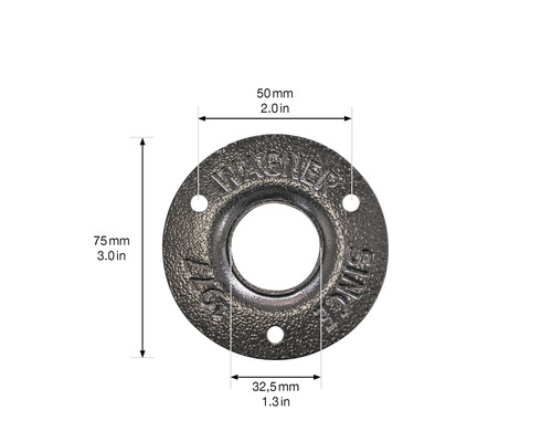 Wagner rörfläns med måtten 50 mm, 75 mm och 32,5 mm.