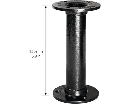 Svart stålrörstolpe med en längd på 150 mm
