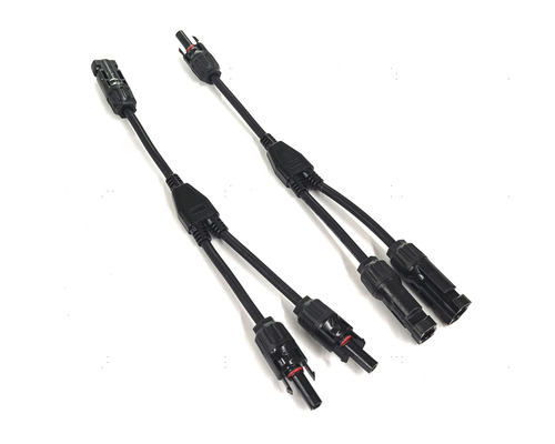 Två solkablar Y-kontakter