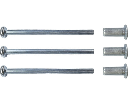 Tre skruvar och matchande hylsor för fästen