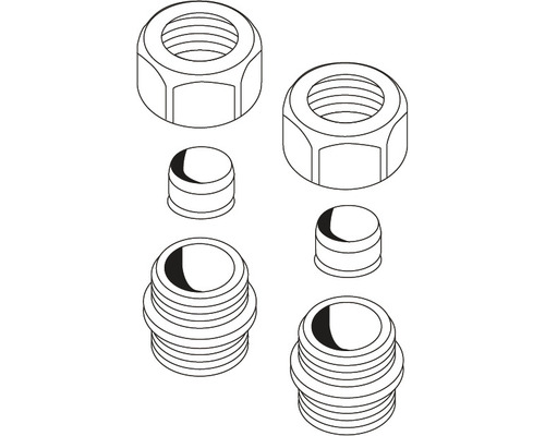 Kopplingssats GUSTAVSBERG Vaska Set monteras på blandarefäste G15x15 mm 8128994 Skruvsats med muttrar, lock och gängade bitar