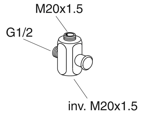 Bild på en anslutningsstycke med måtten G1/2 och M20x1.5