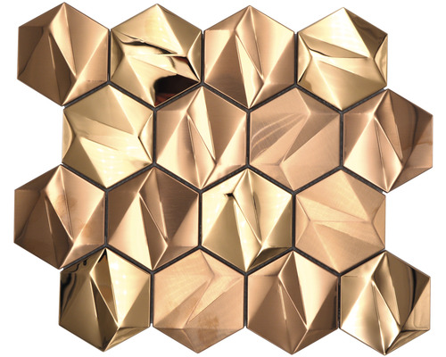 Mosaik metall Hexagon Urban HXM 50BR guld brons blank 25,7x29,7 cm