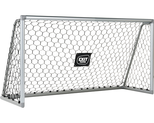 Fotbollsmål med nät och silverfärgad ram