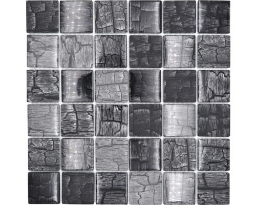 Mosaik glas XCM PF88 Quadrat Crystal Petrified Forest grå 30x30cm