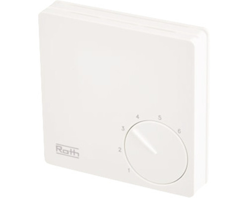 Rumstermostat ROTH Basicline 230H Roth Basicline 230H vit för golvvärme 2987740 Roth rumstermostat med vred för temperaturreglering