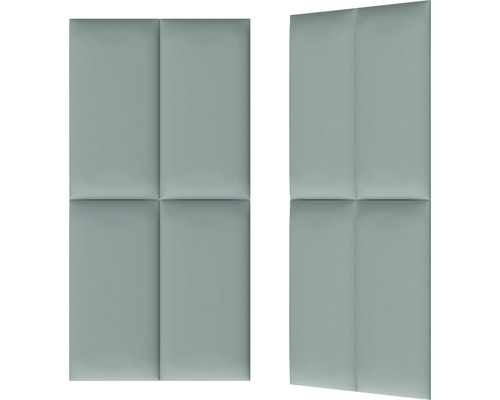 Två grå väggpaneler med fyra rektangulära sektioner