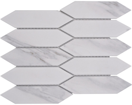 Mosaik keramik Hexagon carra CIM LHX CR vit matt 27,55x31,3 cm Pilformad mosaik av marmor