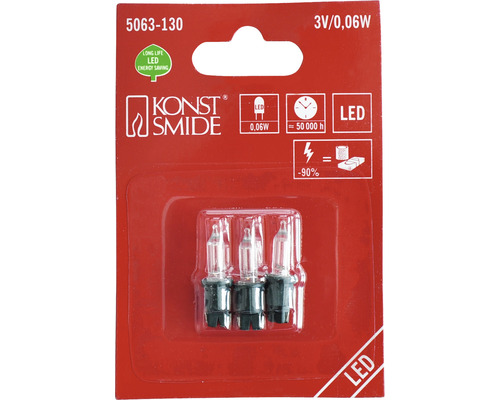 Konstsmide logotyp, LED lampa 3 volt 0,06 watt, livslängd 50000 timmar