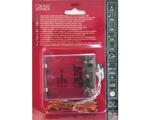 Konstsmide LED ljusslinga med batteridrift och timer för dekorationer
