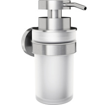 Vägghängd tvålpump av metall och glas